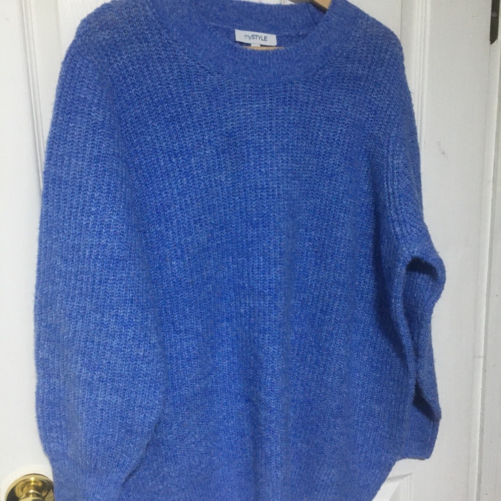 Women's Blue Crew Neck Sweater